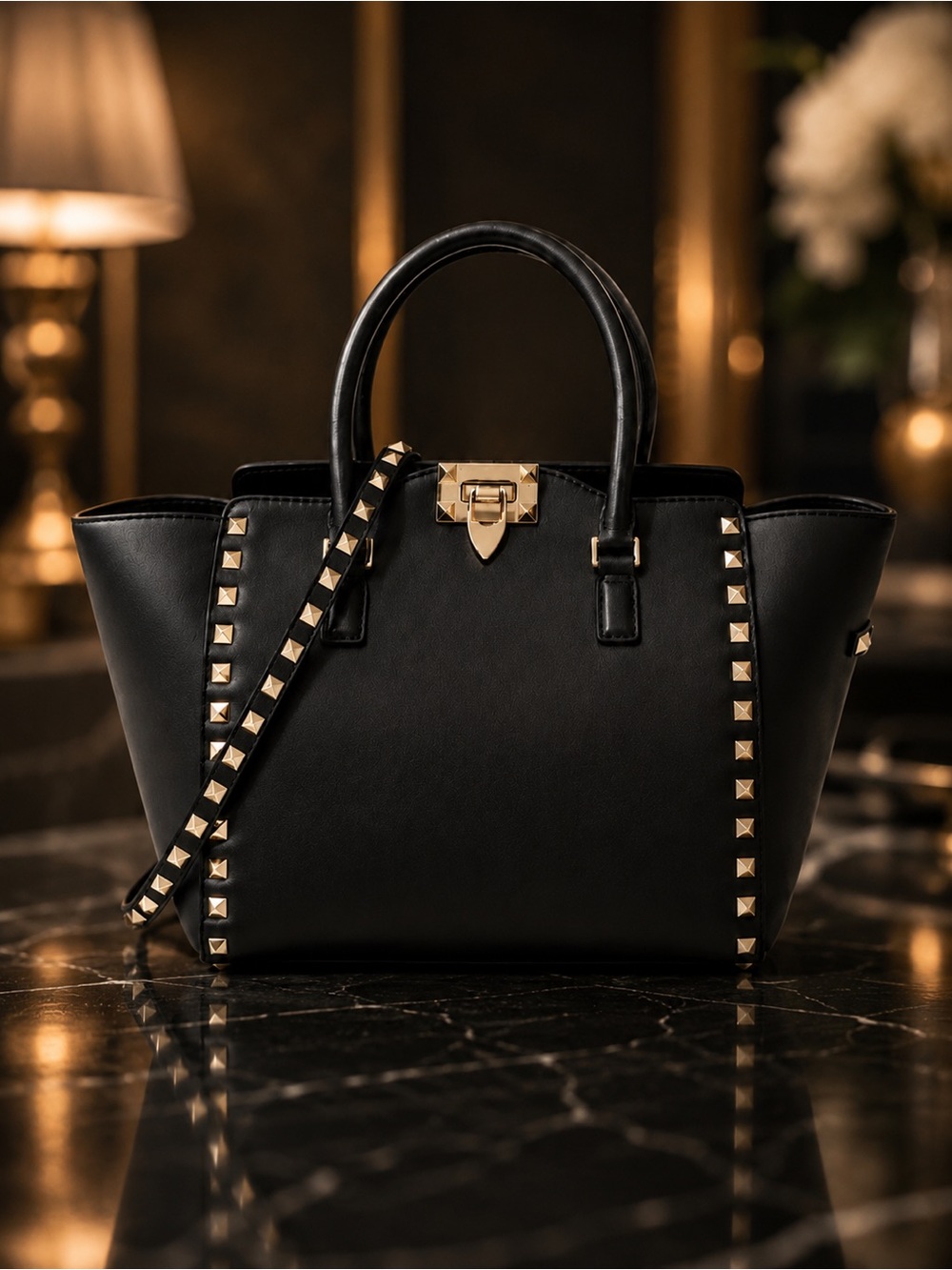 Valentino Garavani Large Black Rockstud Tote/Satchel Bag | Very Good Condition